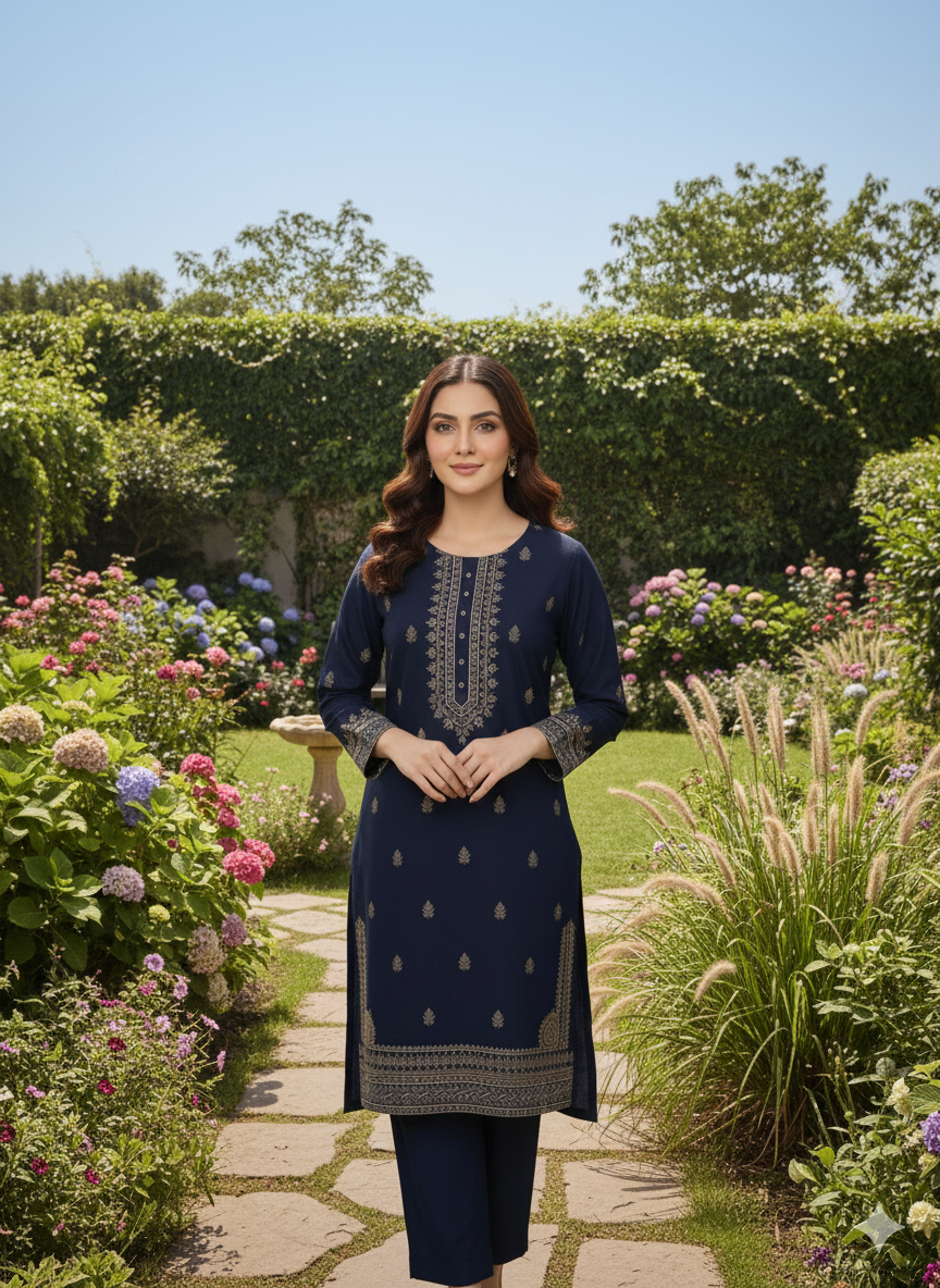 Embroidery Dress Blue