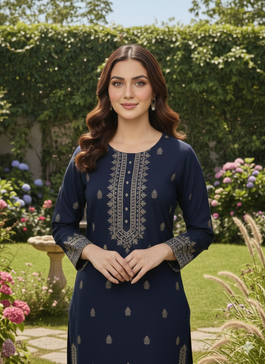 Embroidery Dress Blue