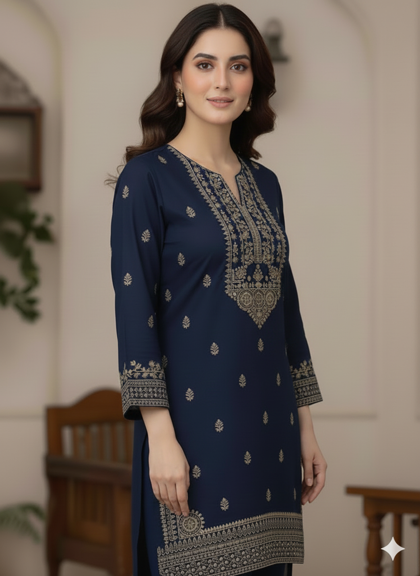 Embroidery Dress Blue