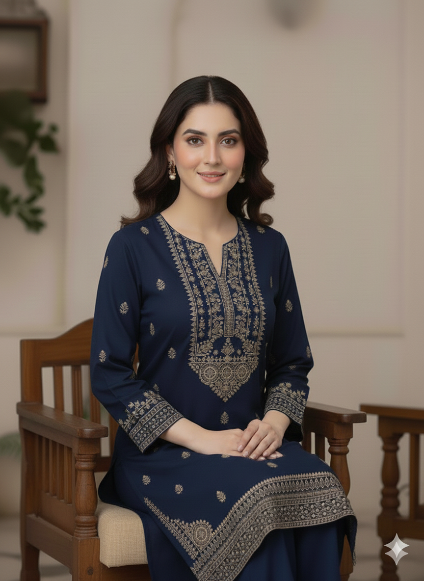 Embroidery Dress Blue