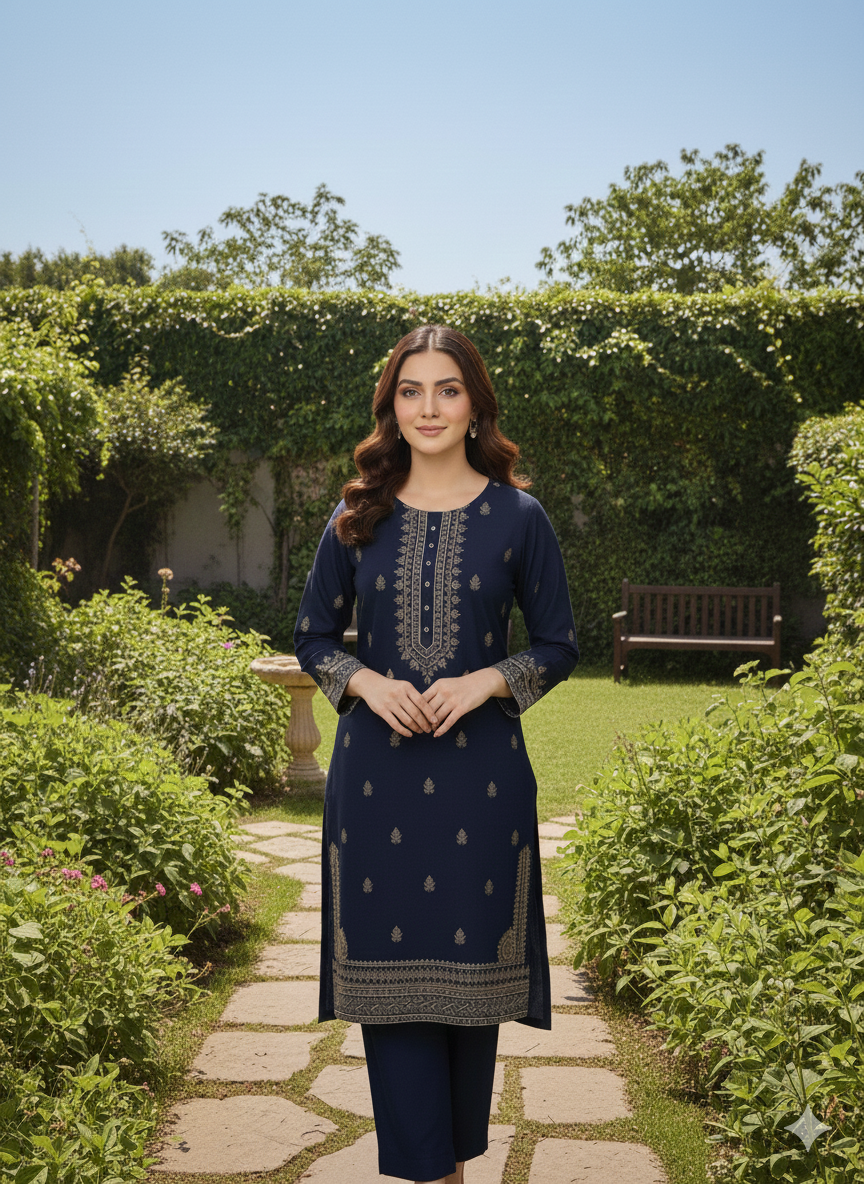 Embroidery Dress Blue