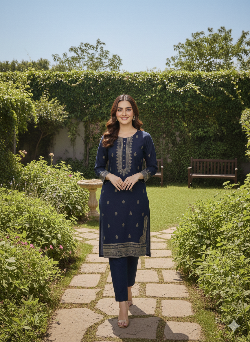 Embroidery Dress Blue