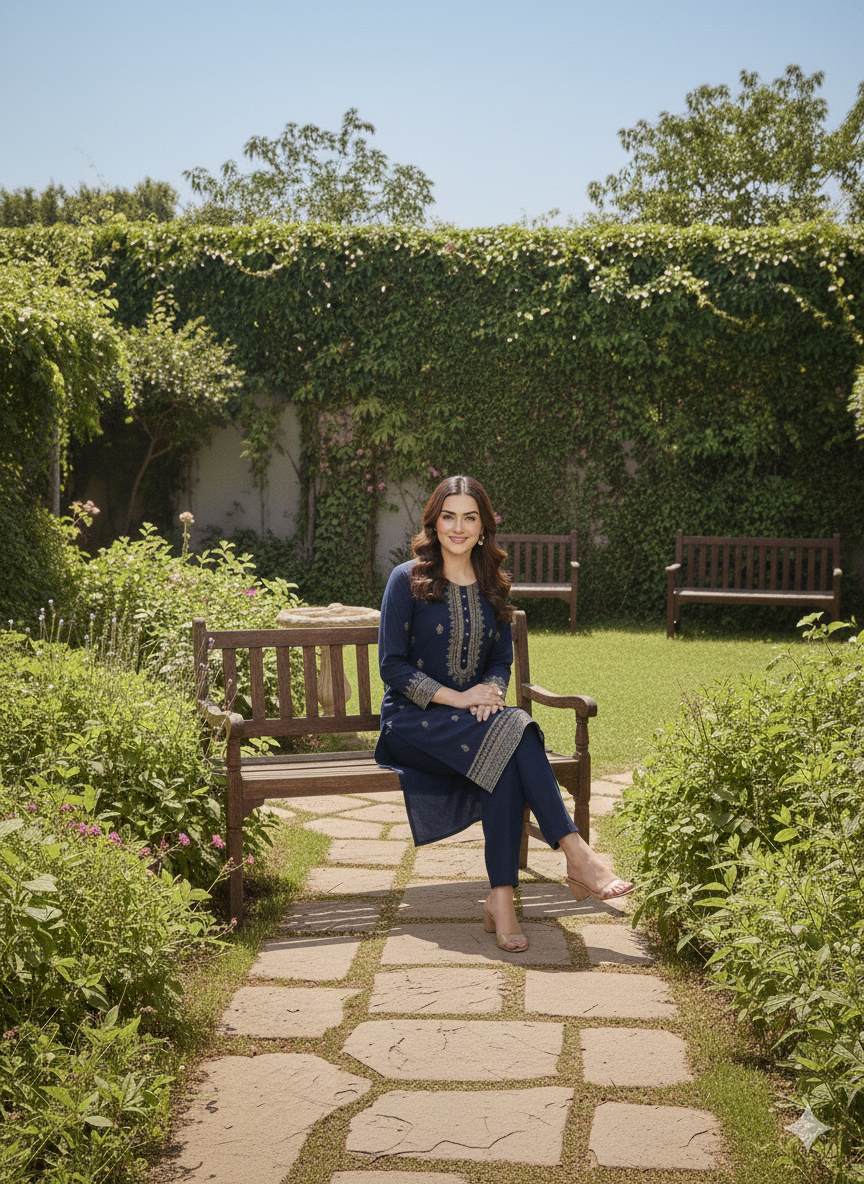 Embroidery Dress Blue