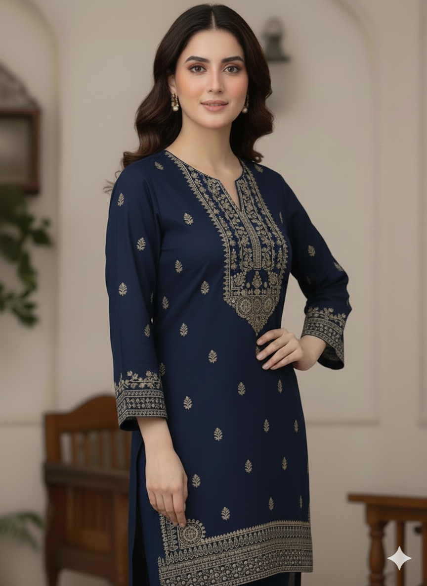 Embroidery Dress Blue