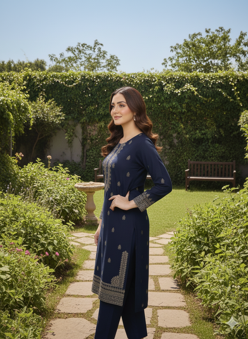 Embroidery Dress Blue