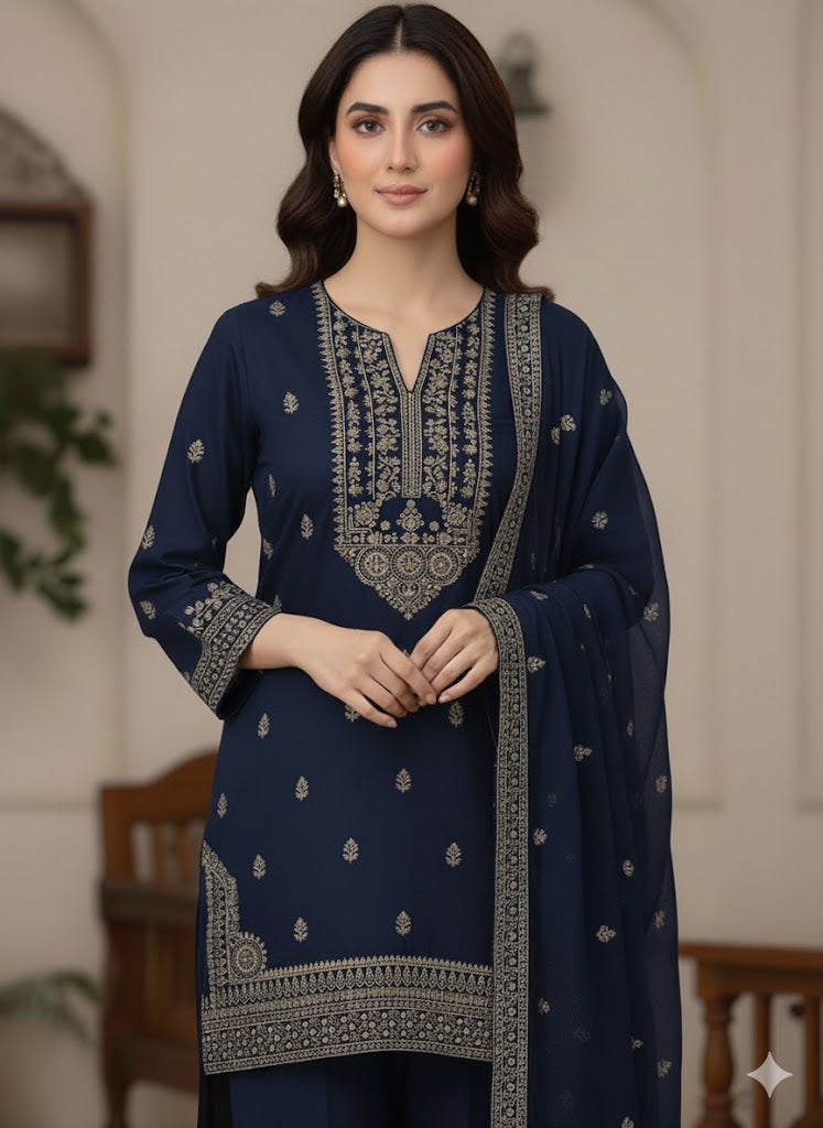 Embroidery Dress Blue